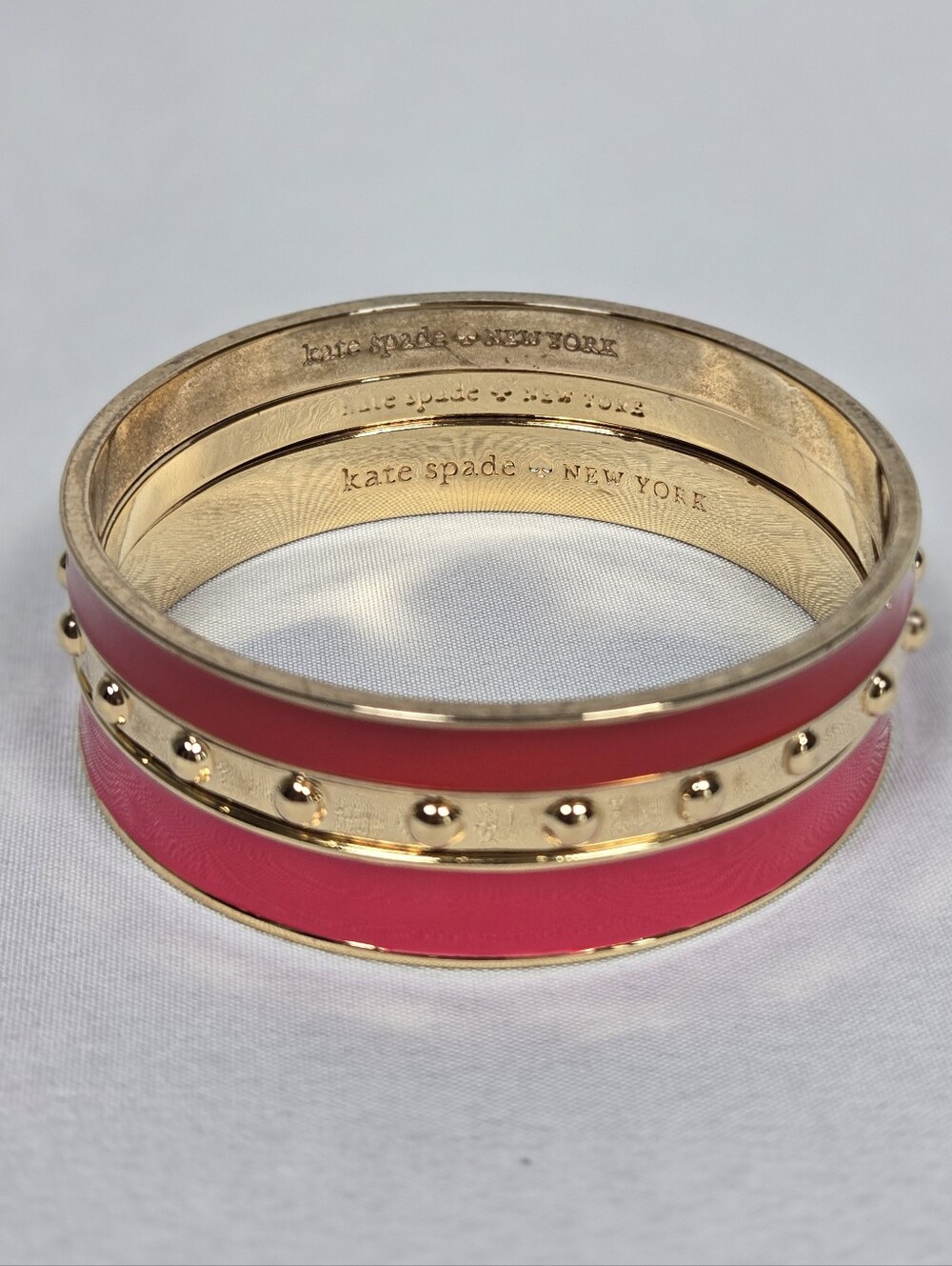 kate spade New York Pink, Red and Gold Studded Bangle Bracelet